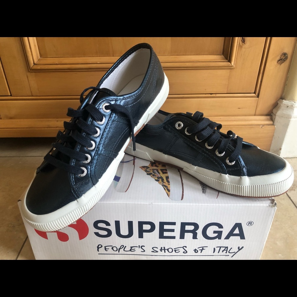 Superga chrome navy blue sneakers